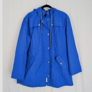 LOMON Women's Lightweight Hooded Raincoat/ Windbreaker - Blue XL